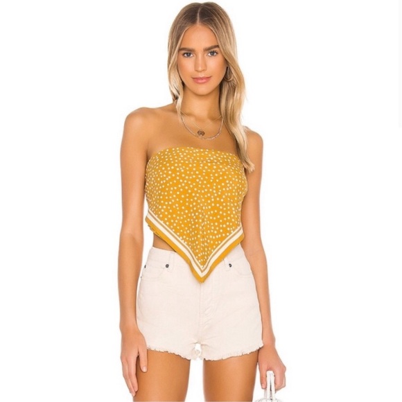 Cleobella Tops - Free people Cleobella yellow dot silky top Marigold Oversized Scarf Wrap revolve